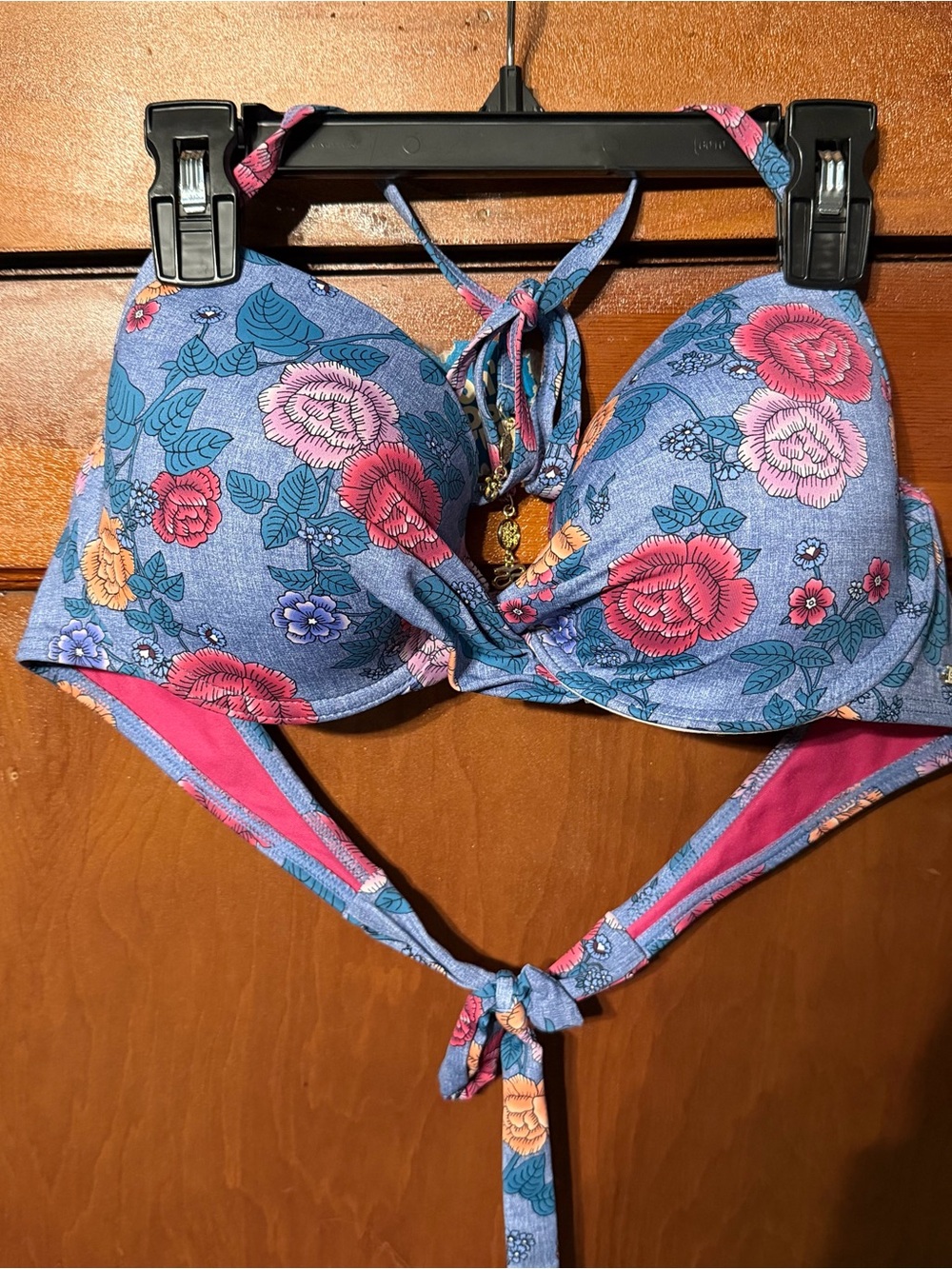 Sunseeker twist front tie air push-up underwire bikini top floral print